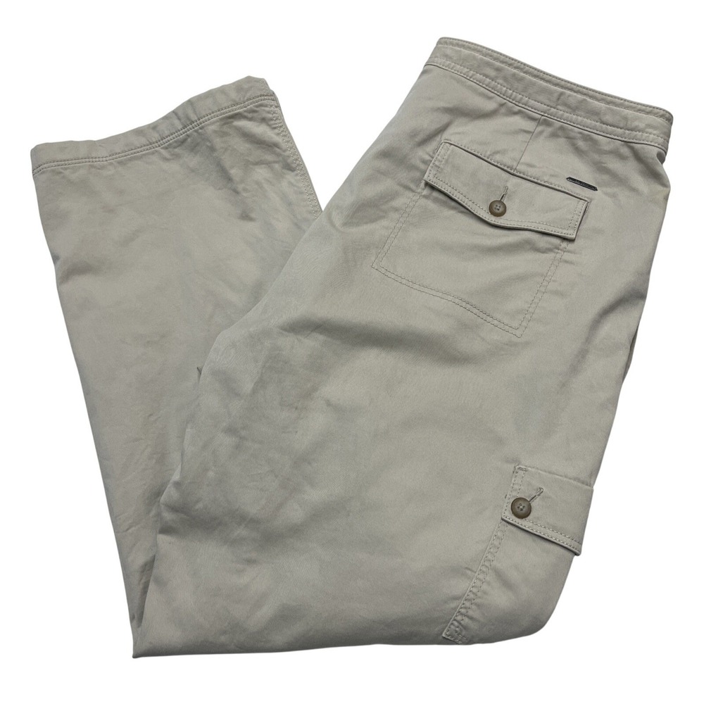 Lands End Pants Womens 18P Favorite‎ Fit Flannel Lined Cargo Drawstring Waist